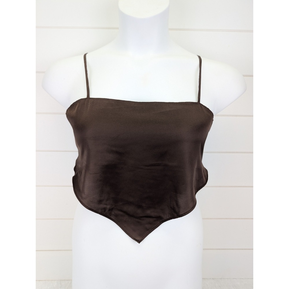 Y2K Handkerchief Satin Crop Top Medium Brown Festival Indie Sleaze Fairy 90s